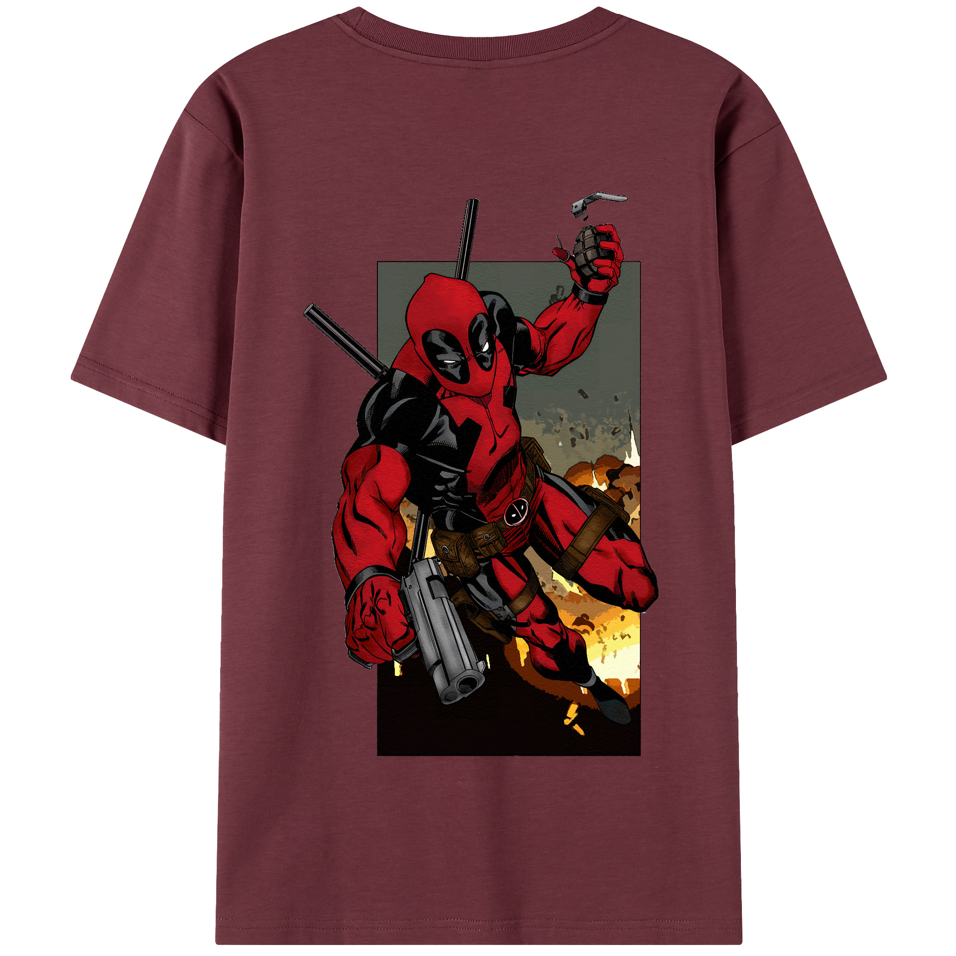 （画像用） Deadpool デッドプール 綿100％半袖Tシャツ（背面プリント）